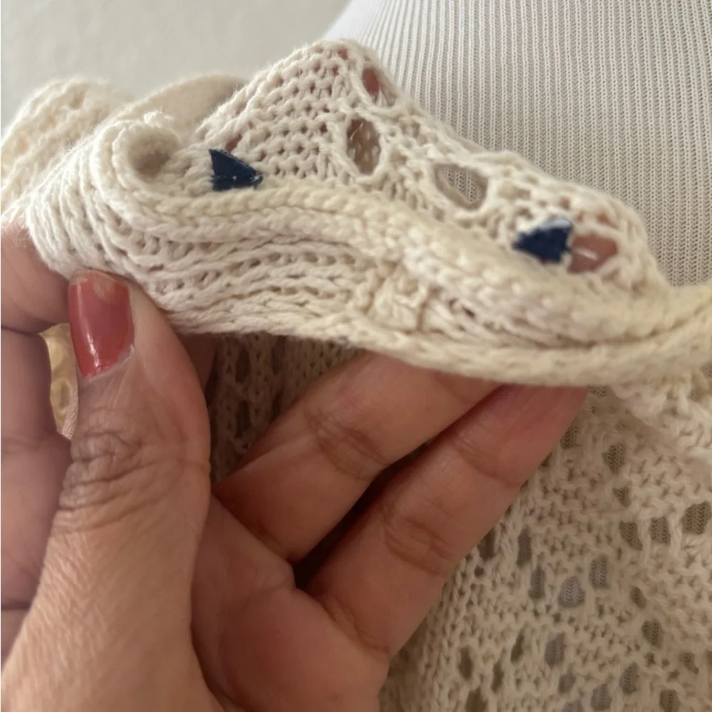 BDG Ivory Open-Knit Sleeveless Cardigan